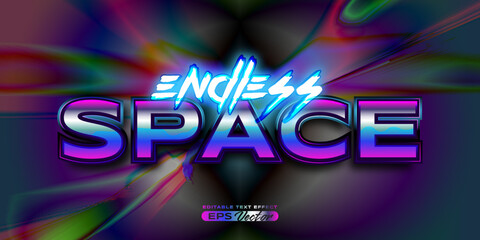 Naklejka premium Retro editable text effect style endless space futuristic 80s vibrant theme with experimental background, ideal for poster, flyer, social media post with give them the rad 1980s touch