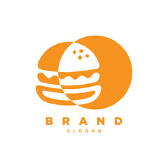 Circle negative space burger logo design 