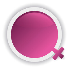 Commemorative button with female symbol in pink and fuchsia gradient, Vector illustration
