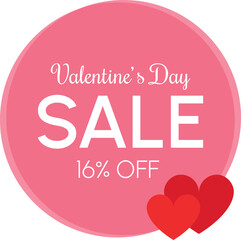 valentine's day SALE. Pink tag discount with red hearts