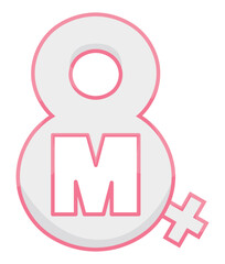 Number 8 with M commemorating Women's Day in March, Vector illustration