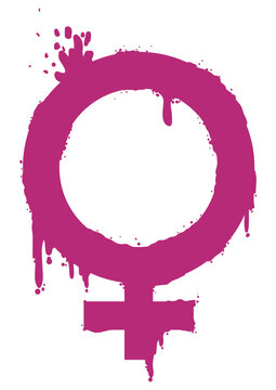 Woman or Venus symbol in pink color and graffiti style, Vector illustration