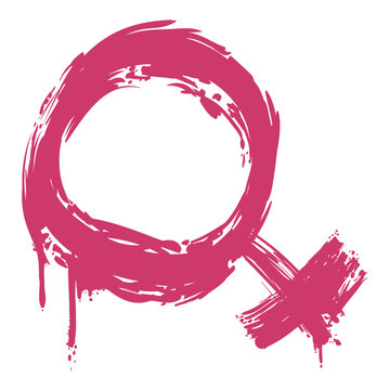 Repressentation of Venus and female symbol in pink paint, Vector illustration
