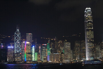 25 Sept 2013 Hong Kong Island with scyscrapes illuminated by night