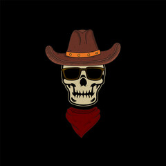 skull cowboy wearing bandana