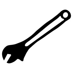 adjustable wrench outline, Hand drawn outline illustration, Construction and Craftsmanship Tool Element