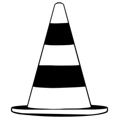 Traffic cone outline, Hand drawn outline illustration, Construction and Craftsmanship Tool Element