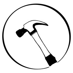 hammer outline, Hand drawn outline illustration, Construction and Craftsmanship Tool Element