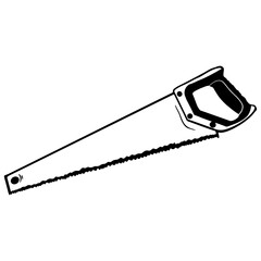 saw outline, Hand drawn outline illustration, Construction and Craftsmanship Tool Element
