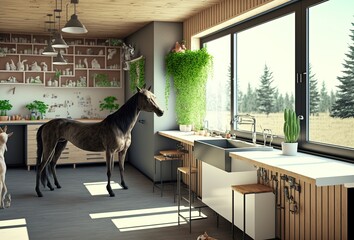 veterinary clinic with animal models and equipment, theme of veterinary education made with generative ai