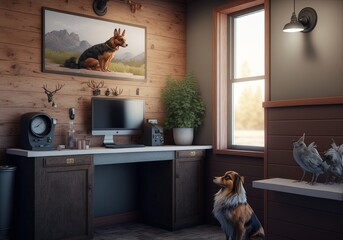 veterinary clinic with a theme of veterinary education made with generative ai