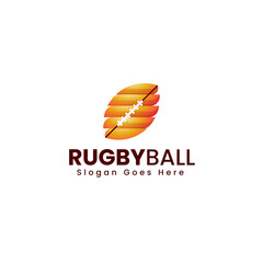 Vector Logo Illustration Rugby Ball Gradient Colorful Style