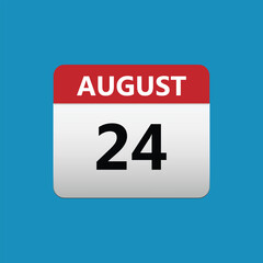 24th August calendar icon. August 24 calendar Date Month icon. Isolated on blue background