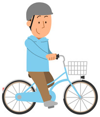 ヘルメットをかぶって自転車を運転する男性1