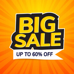 Big sale banner with social media  template design