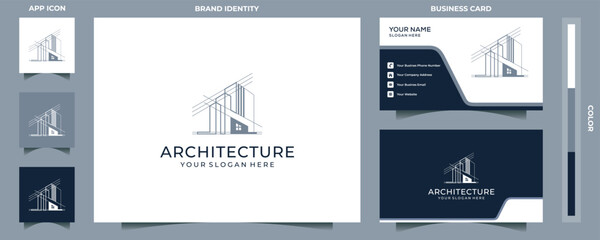 architecture logo with line concept logo design inspiration. and name card design