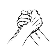 Arm wrestling. Arm wrestling hand drawn vector illustration. Part of set.