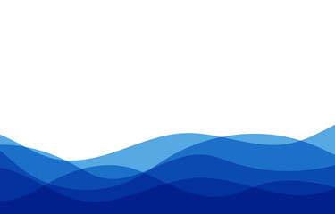 The blue sea waves overlap. flowing lines with copy space on white background vector