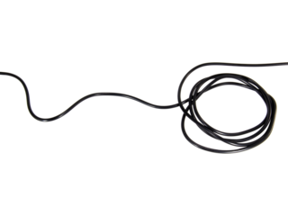 black wire cable of usb and adapter isolated on white background.Electronic Connector.Selection focus.