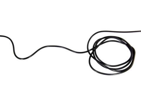 black wire cable of usb and adapter isolated on white background.Electronic Connector.Selection focus.