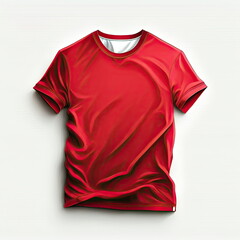 Realistic red t-shirt mockup, white background, Made by AI, Artificial intelligence