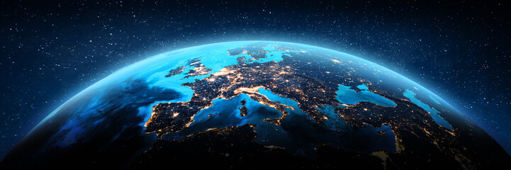 Europe - Spain, France, Italy city lights