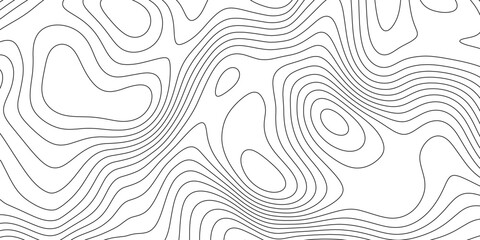 Terrain topographic map. Mountain contour height lines background. Black and white landscape geographic pattern. Territory grid texture. Vector