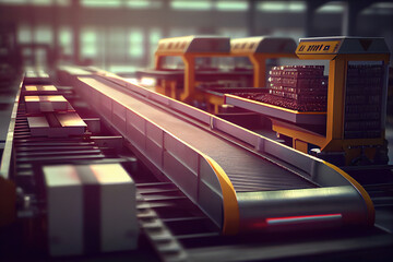 Conveyor or conveyor belt in a factory or enterprise warehouse