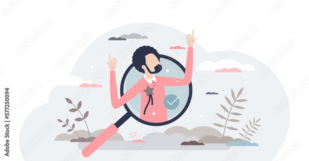 Poster finding talent with best unique and professional skills tiny person concept, transparent background.