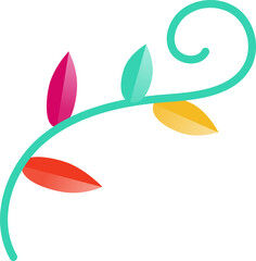 Green vine and colorful leave flat icon PNG © titaporn