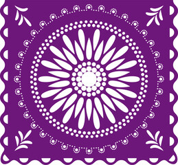 Mexican Papel picado, Fiesta decorations in Cinco de mayo Festival, Purple color party flag PNG
