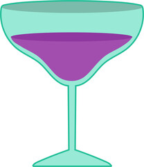 Martini glass flat icon. Cute cartoon cocktail PNG