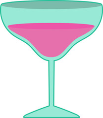 Martini glass flat icon. Cute cartoon cocktail PNG