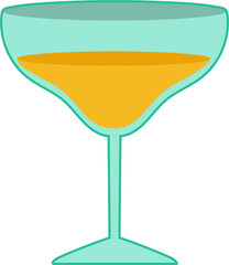 Martini glass flat icon. Cute cartoon cocktail PNG