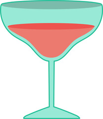 Martini glass flat icon. Cute cartoon cocktail PNG