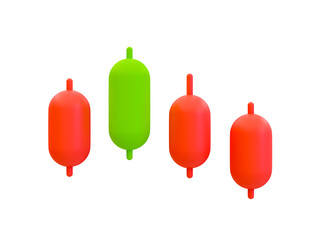 3d minimal trading charts. Stock market down. Stock market analysis. Mini stock market graph falling. 3d illustration.