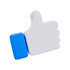 3d minimal thumbs up icon. like icon. Social media sign. 3d illustration.
