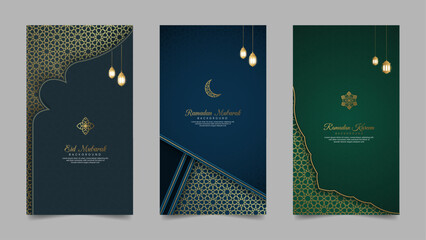 Eid Mubarak and Ramadan Kareem Islamic Arabic Realistic Social Media Stories Collection Template	