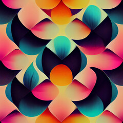 The image features a mesmerizing pattern of psychedelic swirls and curves in bold, bright colors. The lines are fluid and organic, blending together to create a groovy, Generative AI, illustration