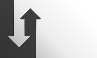 Arrow up and down on the white background banner. © Inactive
