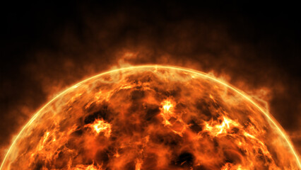 The sun in the space. 3D rendering. The concept of science fiction.