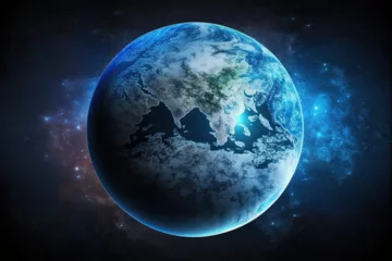 Photo sur Plexiglas Pleine Lune arbre Planet earth in space, blue background, Earth day, blue planet, cosmic view, generative ai, galaxy, 