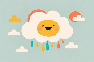 A Happy and Colorful Design of a Cloud, ideal for kids, boys and girls for kindergarten and pre scholar period, generative ai