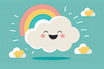 A Happy and Colorful Design of a Cloud, ideal for kids, boys and girls for kindergarten and pre scholar period, generative ai