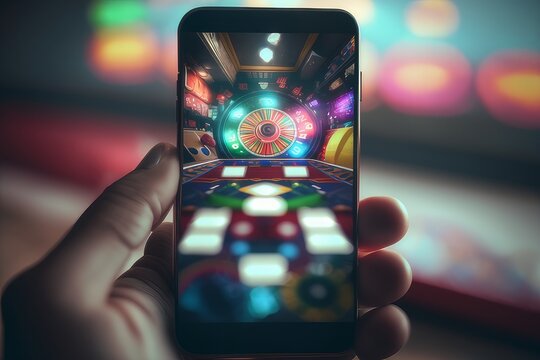 Illustration for online casino, pokies, gambling industry. Banner for App, mobile, desktop, tablet. Casino market, developers, concept. AI image