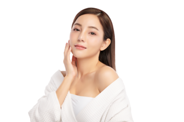 Beautiful young asian woman with clean fresh skin on white background, Face care, Facial treatment, Cosmetology, beauty and spa, Asian women portrait.