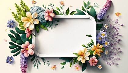 Obraz na płótnie Canvas Floral frame illustration with copy space. 