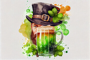 St Patrick's Day Guinness Glass Beer. Generative AI, Generative, AI - obrazy, fototapety, plakaty