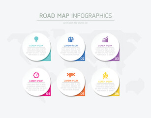 Circular Connection Steps business Infographic Template with 6 Element