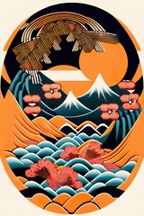 abstract asian landscape painting